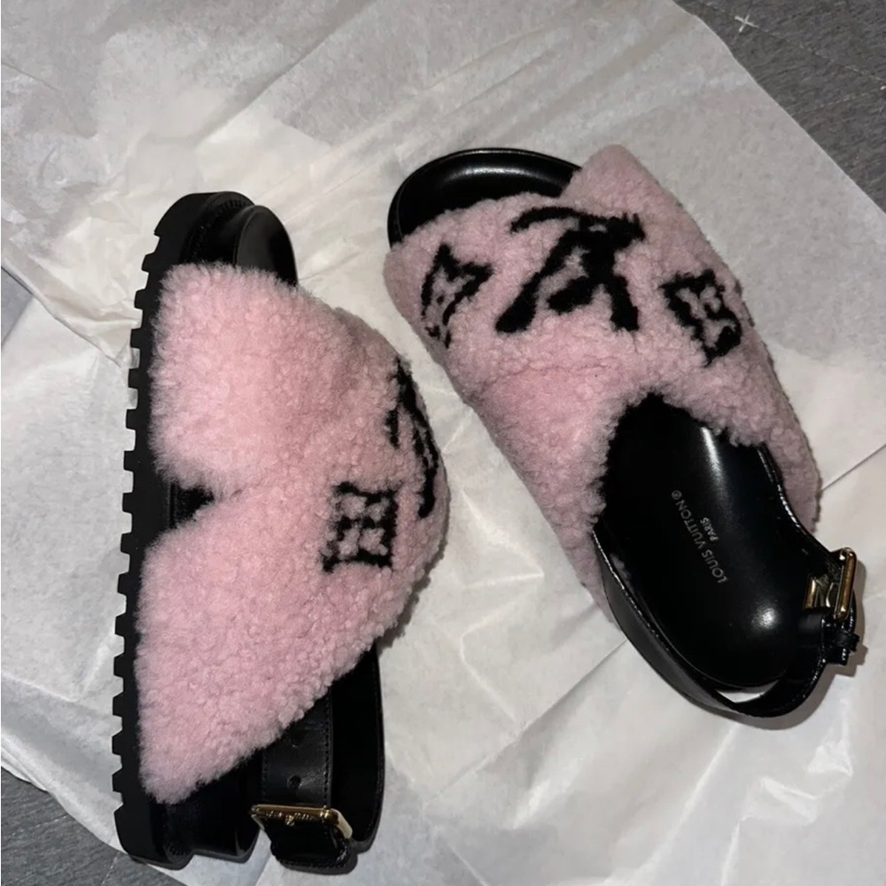 Louis Vuitton fur sandals